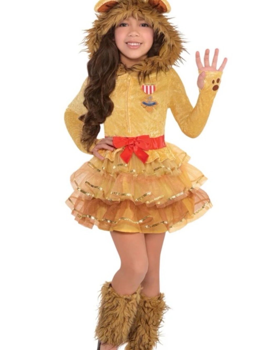 The Wizard of Oz Cowardly Lion Tutu Costume with Hood and Fur Boot Covers, 8-10